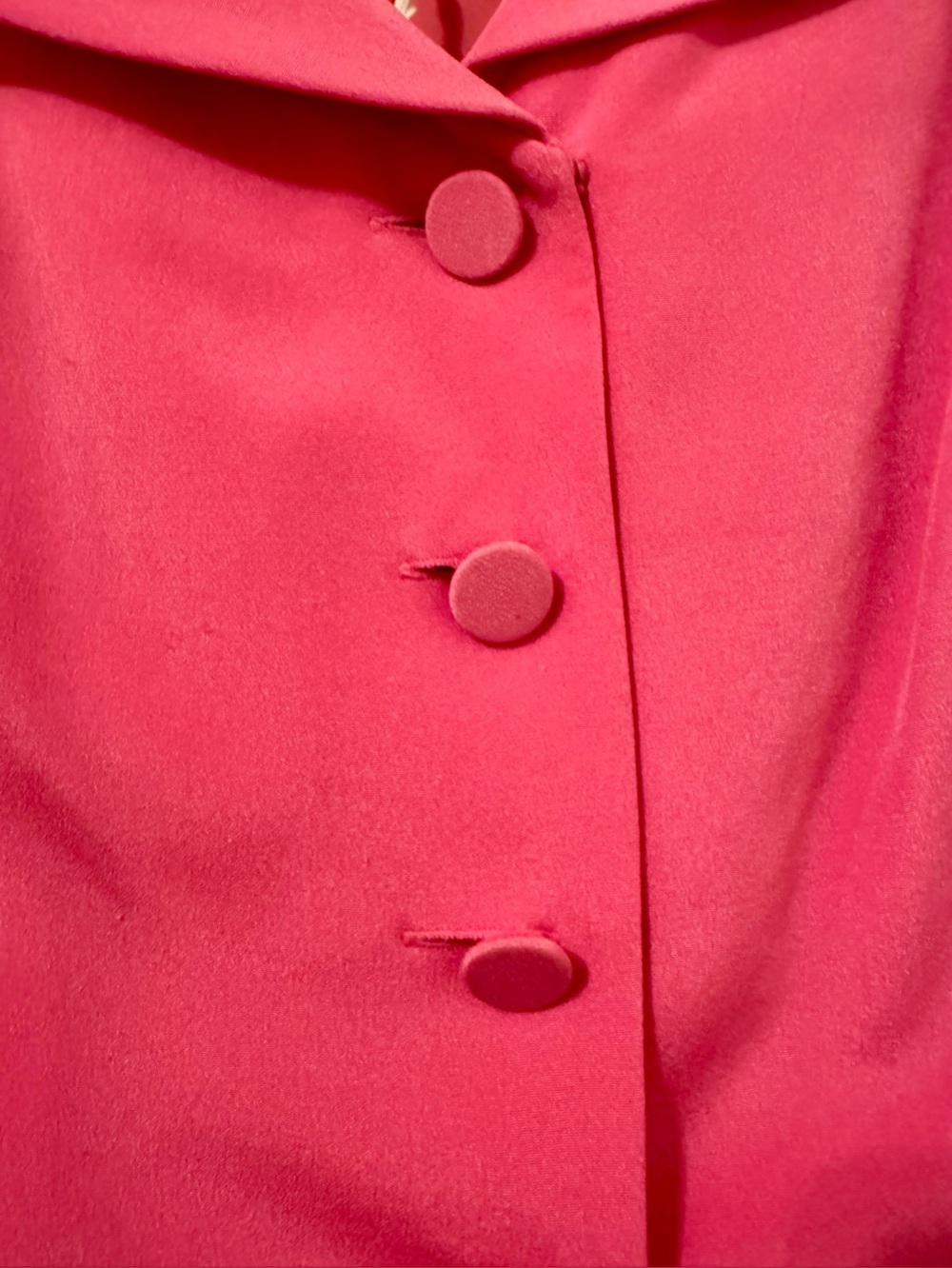 Vintage Maggy London Vibrant Pink Two-Piece Silk Skirt Suit Set Size 12 - Picture 2 of 10